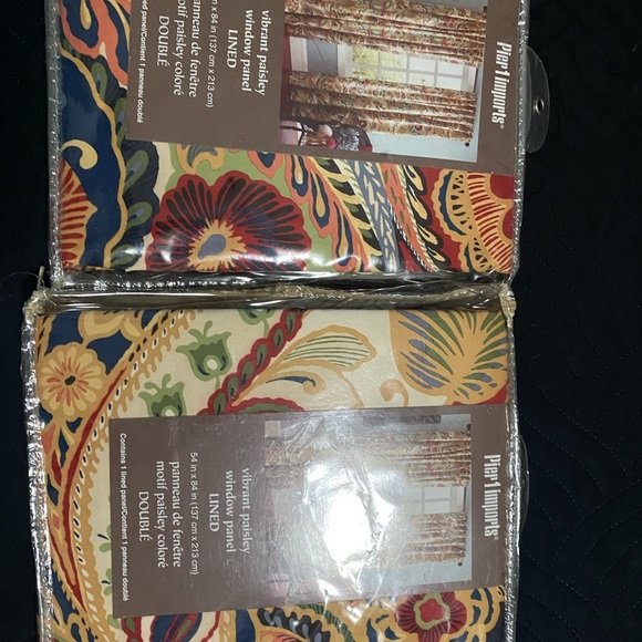 New Rare Pier 1 Vibrant Paisley Patterned Window Lined Curtain Panels 54”x 84” - Picture 7 of 11